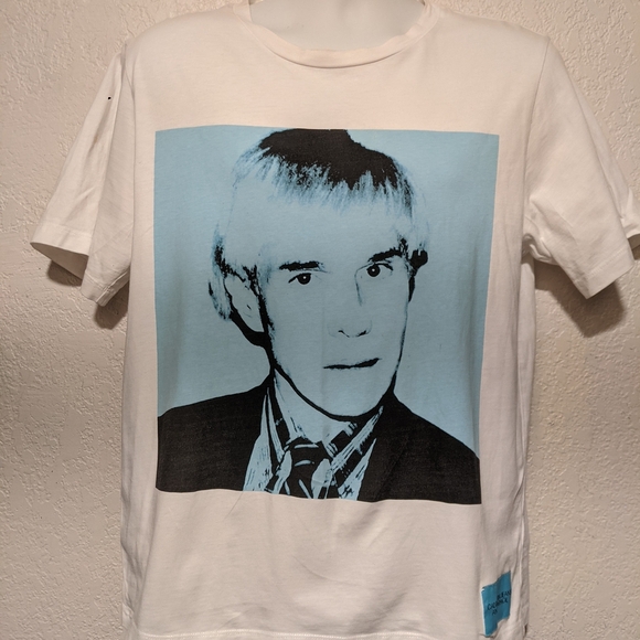 Calvin Klein Jeans x Andy Warhol White and Blue Short Sleeve Tee - Picture 1 of 3
